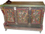 Antique Jaipur Colorful Floral Sideboard Buffet Chest