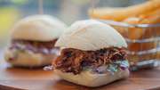 Get 12 Hour Pulled Pork Sliders with Red Cabbage and Kale Slaw at Good