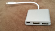3 in 1 Adapter - USB Type-C Male ---> HDMI + USB 2.0 + USB-C