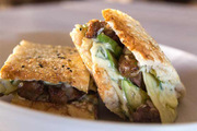 Enjoy Delicious Grilled Steak Sandwich on Turkish Bread with Chimichur
